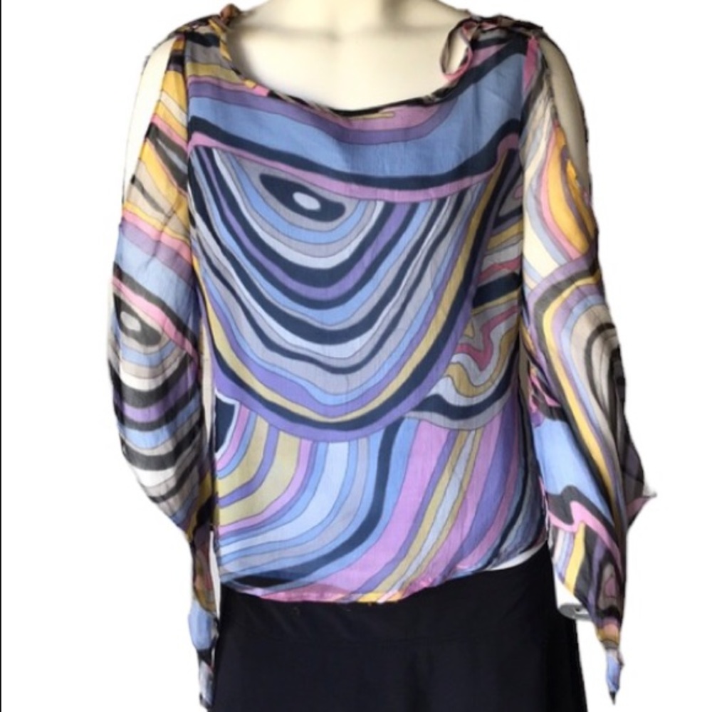 Richard Malcolm Y2K Retro Print 100% Silk Top Sz M